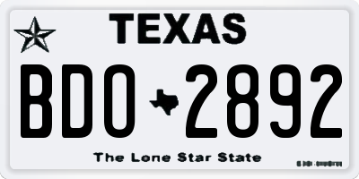TX license plate BDO2892