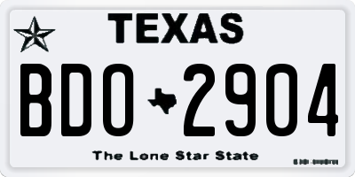 TX license plate BDO2904