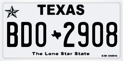TX license plate BDO2908