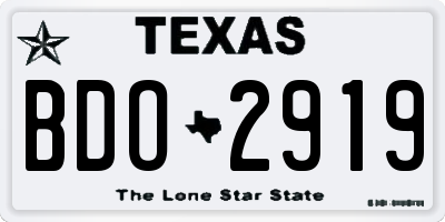 TX license plate BDO2919