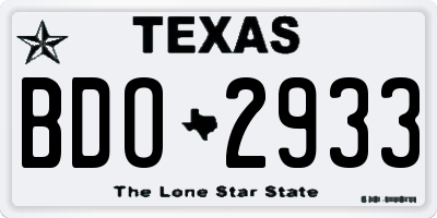 TX license plate BDO2933