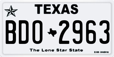 TX license plate BDO2963