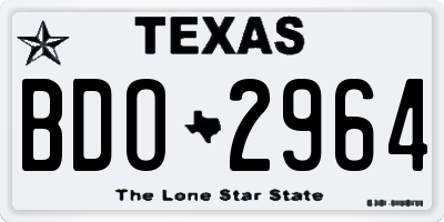 TX license plate BDO2964