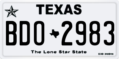 TX license plate BDO2983