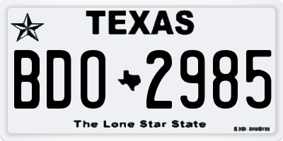 TX license plate BDO2985