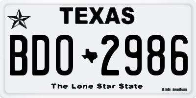 TX license plate BDO2986