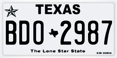 TX license plate BDO2987