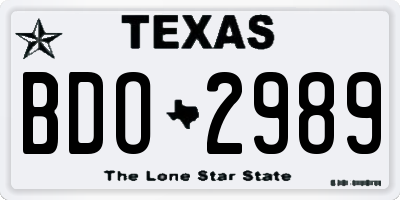 TX license plate BDO2989