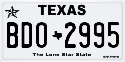 TX license plate BDO2995