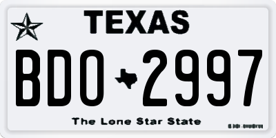 TX license plate BDO2997