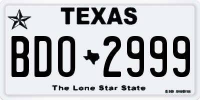 TX license plate BDO2999