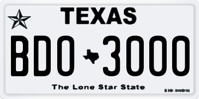 TX license plate BDO3000