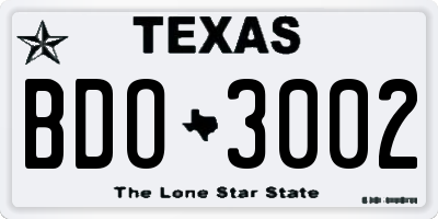 TX license plate BDO3002