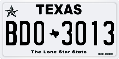 TX license plate BDO3013