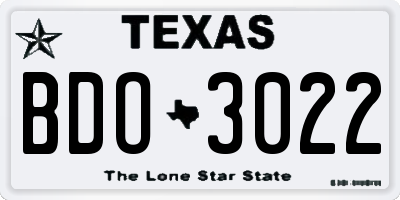 TX license plate BDO3022