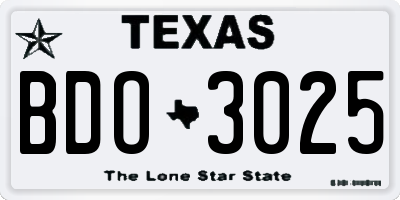 TX license plate BDO3025