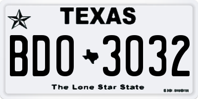 TX license plate BDO3032