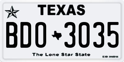 TX license plate BDO3035