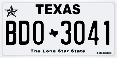 TX license plate BDO3041