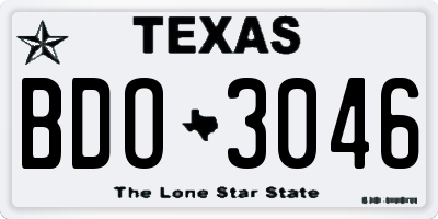 TX license plate BDO3046