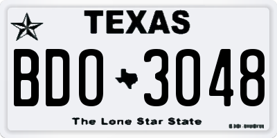 TX license plate BDO3048