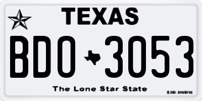 TX license plate BDO3053