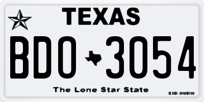 TX license plate BDO3054