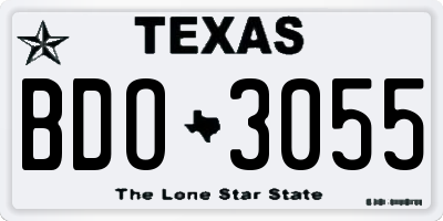TX license plate BDO3055