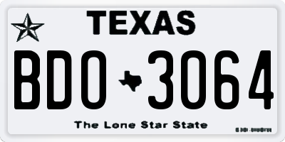TX license plate BDO3064