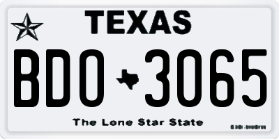 TX license plate BDO3065