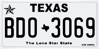 TX license plate BDO3069