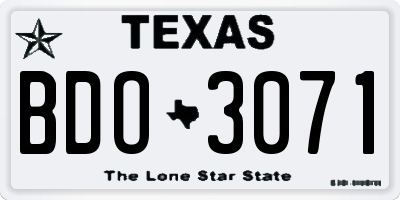 TX license plate BDO3071