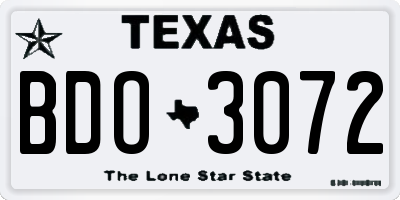 TX license plate BDO3072