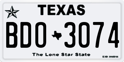 TX license plate BDO3074