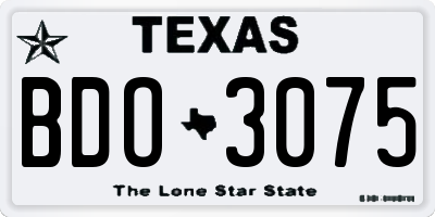 TX license plate BDO3075