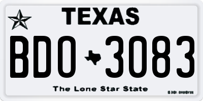 TX license plate BDO3083