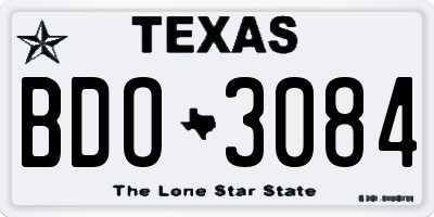 TX license plate BDO3084