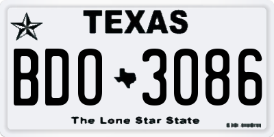 TX license plate BDO3086