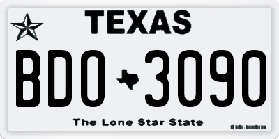 TX license plate BDO3090