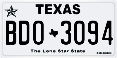 TX license plate BDO3094