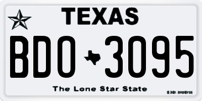 TX license plate BDO3095