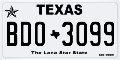 TX license plate BDO3099