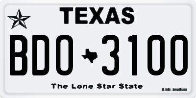 TX license plate BDO3100