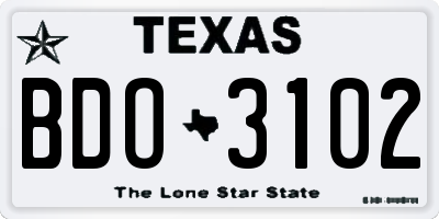 TX license plate BDO3102