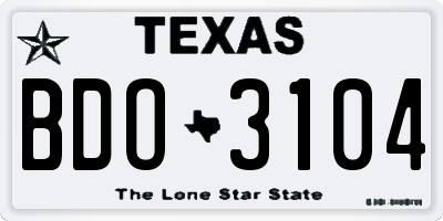 TX license plate BDO3104