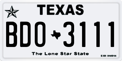 TX license plate BDO3111
