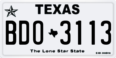 TX license plate BDO3113