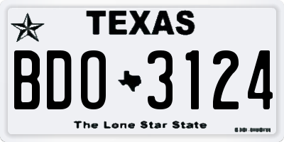 TX license plate BDO3124