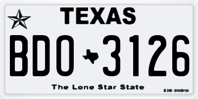 TX license plate BDO3126