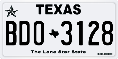 TX license plate BDO3128
